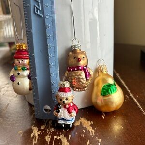 Set of Four Vintage Miniature Blown Glass Ornaments